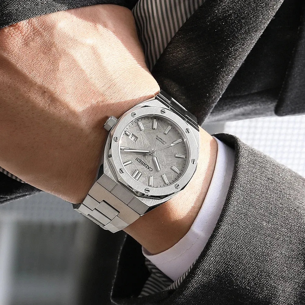 RELOGIO AUTOMATICO PRATA PREMIUM AÇO INOXIDÁVEL LOJA VINTAGEBULL