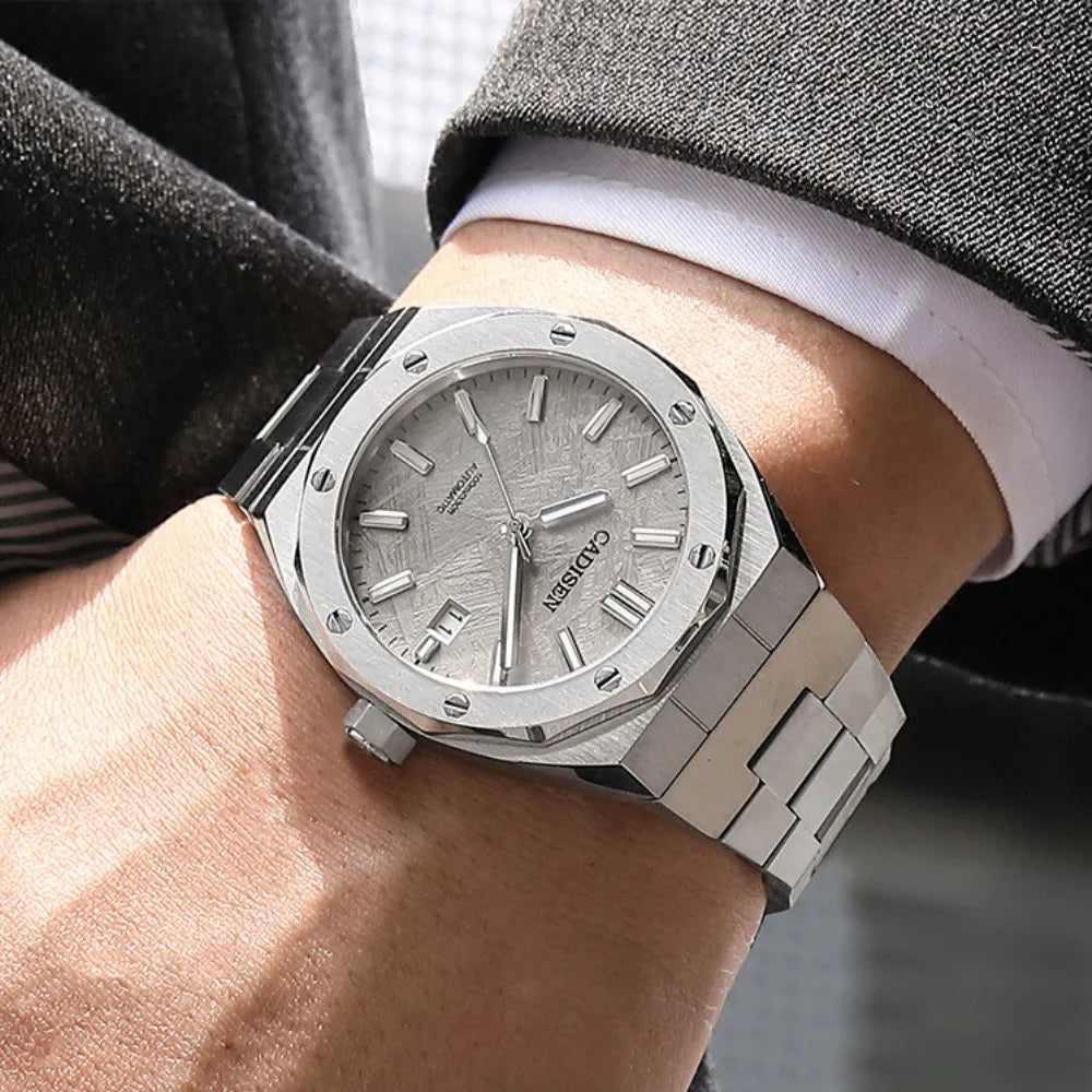 RELOGIO AUTOMATICO PRATA PREMIUM AÇO INOXIDÁVEL LOJA VINTAGEBULL