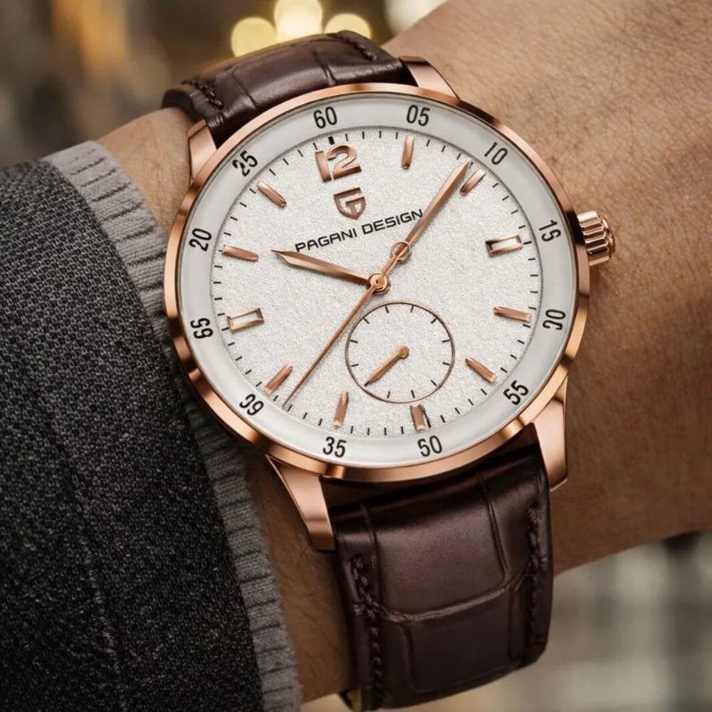 RELOGIO PAGANI ORIGINAL COM PULEIRA DE COURO NOBRE E SEIKO