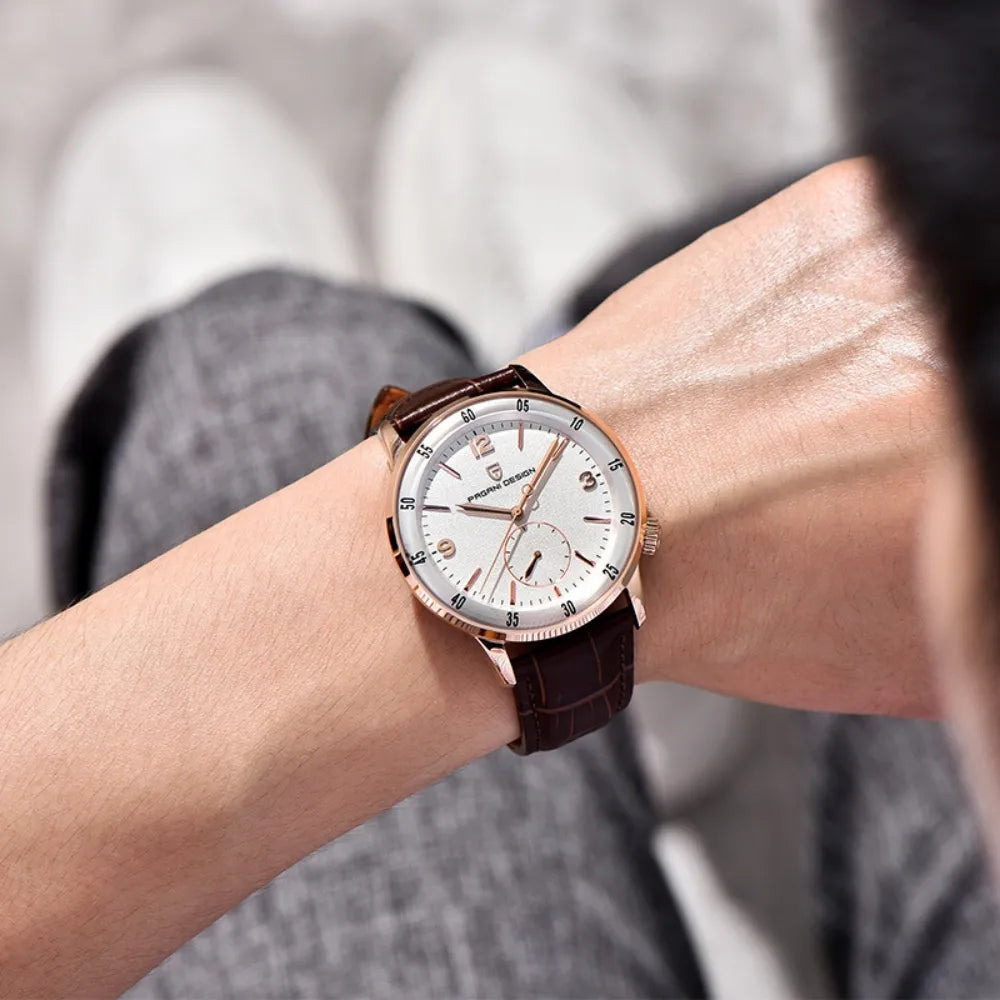 RELOGIO PAGANI ORIGINAL COM PULEIRA DE COURO NOBRE E SEIKO