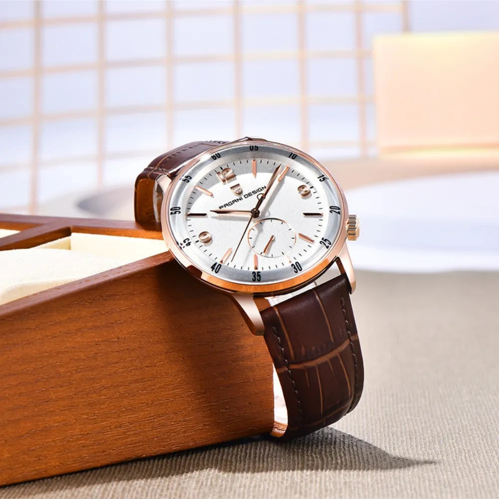 RELOGIO PAGANI ORIGINAL COM PULEIRA DE COURO NOBRE E SEIKO