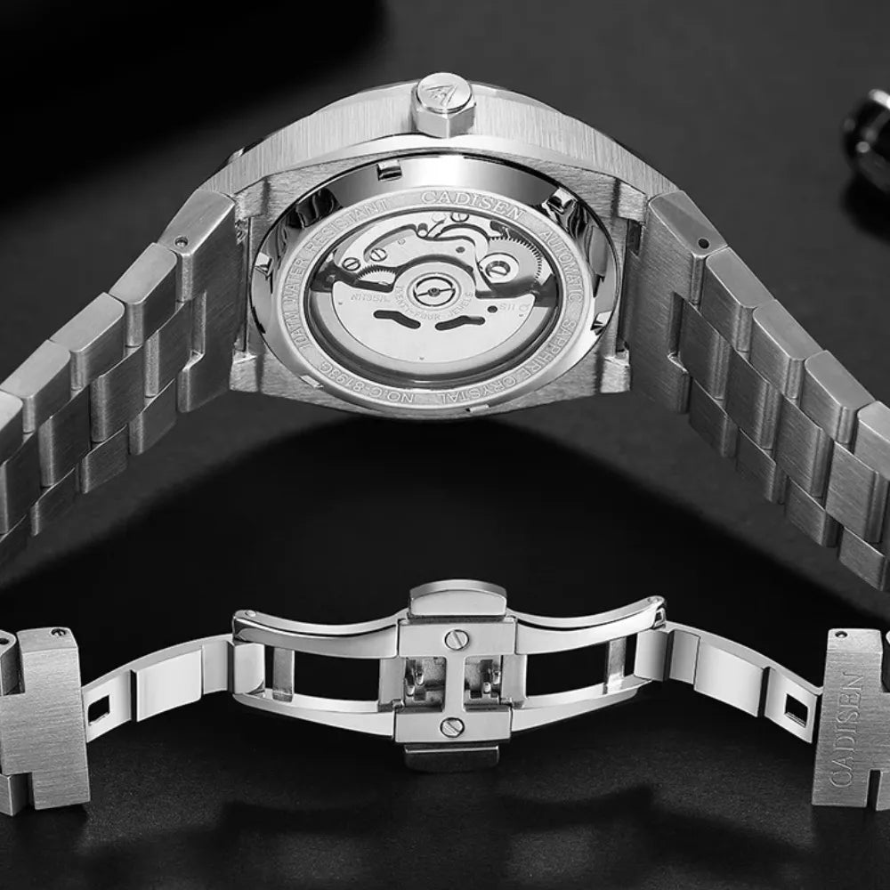 RELOGIO AUTOMATICO PRATA PREMIUM AÇO INOXIDÁVEL LOJA VINTAGEBULL
